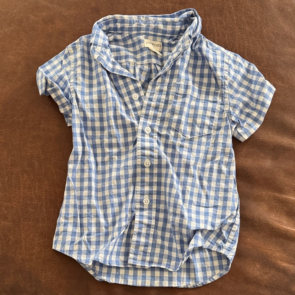 Crewcuts Blue and White Checkered Kids Button Down Shirt